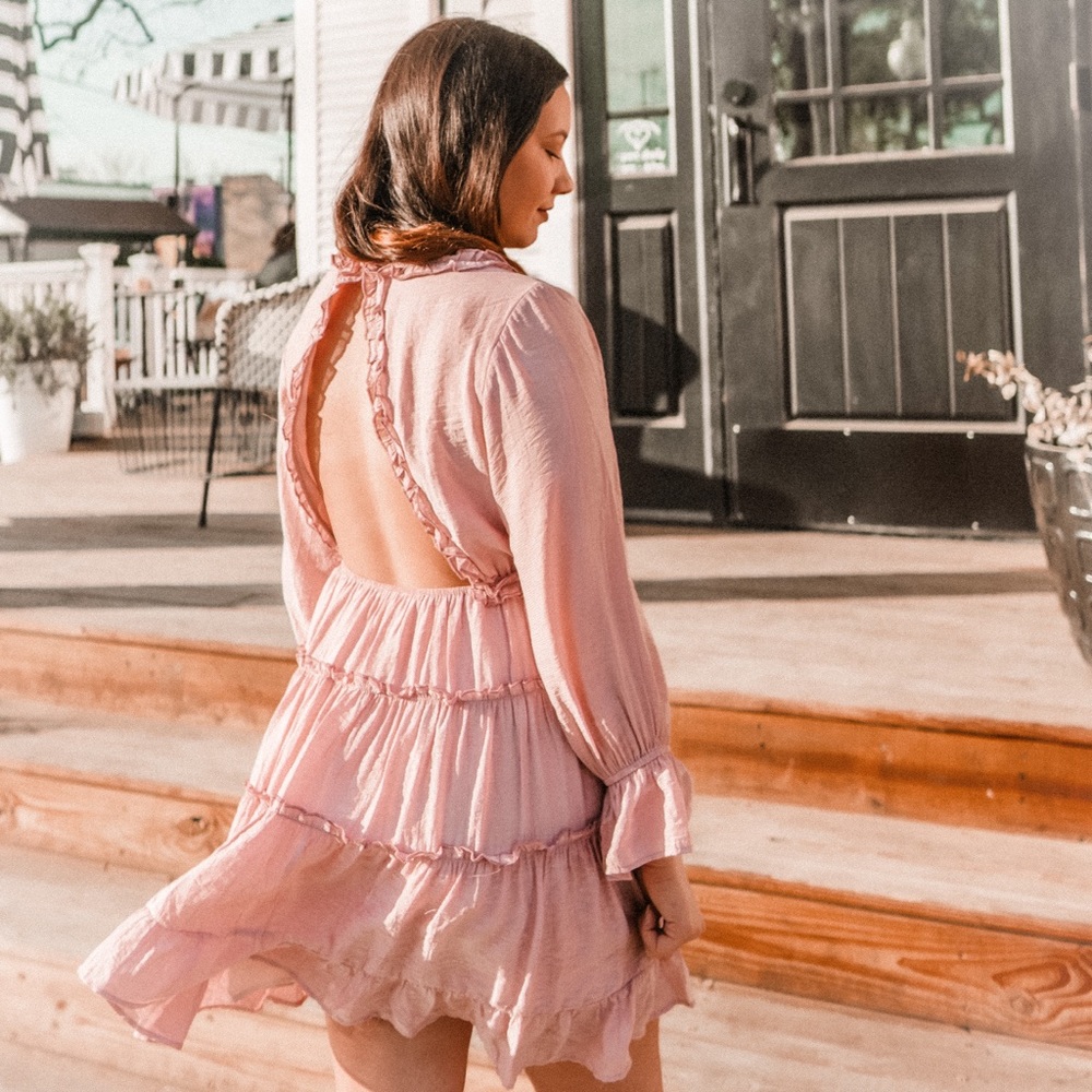 Dusty Rose Stolen Hearts Ruffle Dress